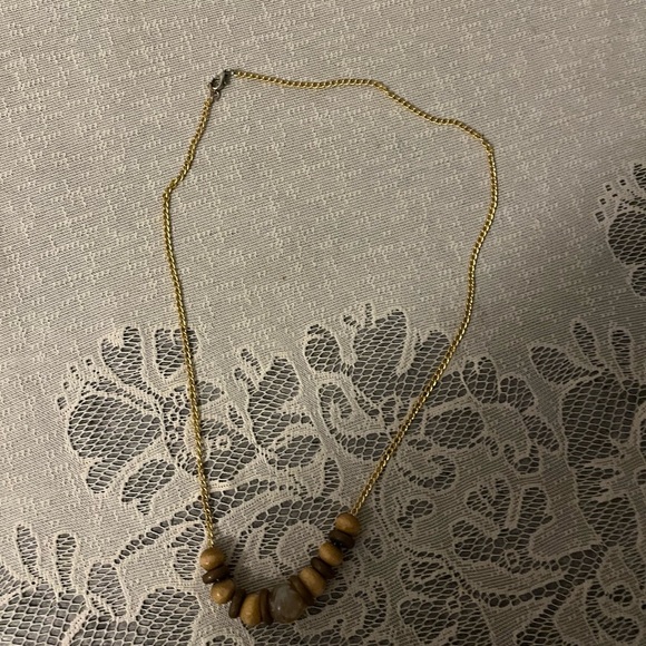 Vintage Gold and Brown Beaded Necklace - Picture 5 of 7